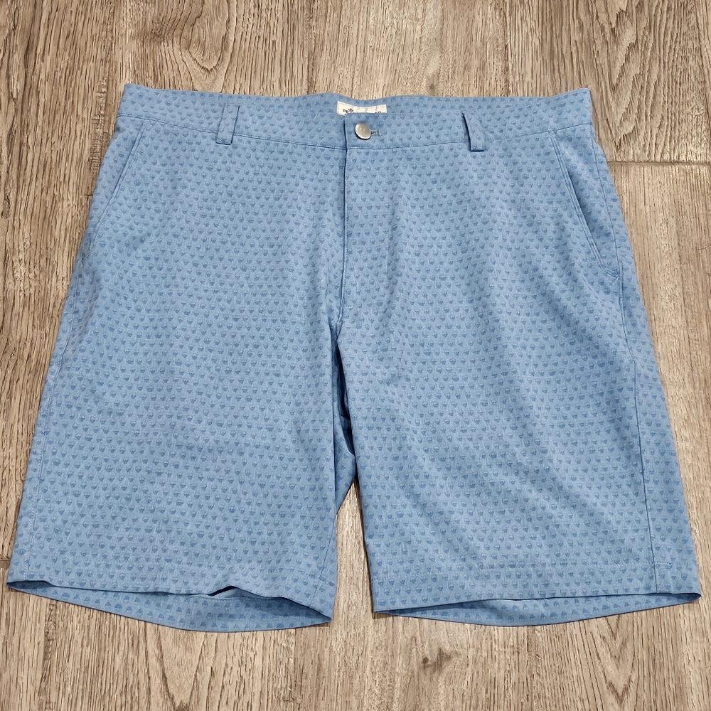 Peter Millar Salem Golf Shorts - AOP Skulls - Beta Blue - Size 33x9 - MF21EP02
